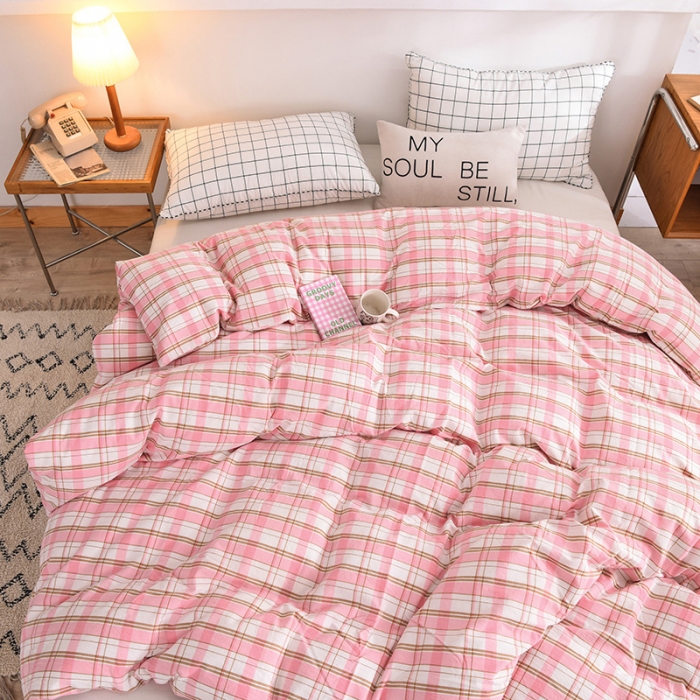 91家纺网 家纺一手货源 找家纺 甜之梦2025新款水洗棉单品被套（任何尺寸都可以定做） 花语粉