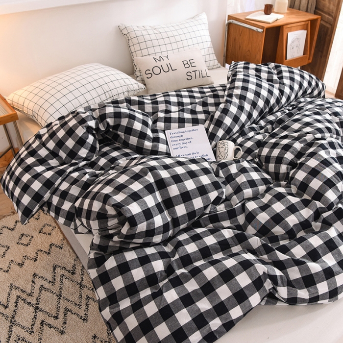 91家纺网 家纺一手货源 找家纺 甜之梦2025新款水洗棉单品被套（任何尺寸都可以定做） 经典黑格