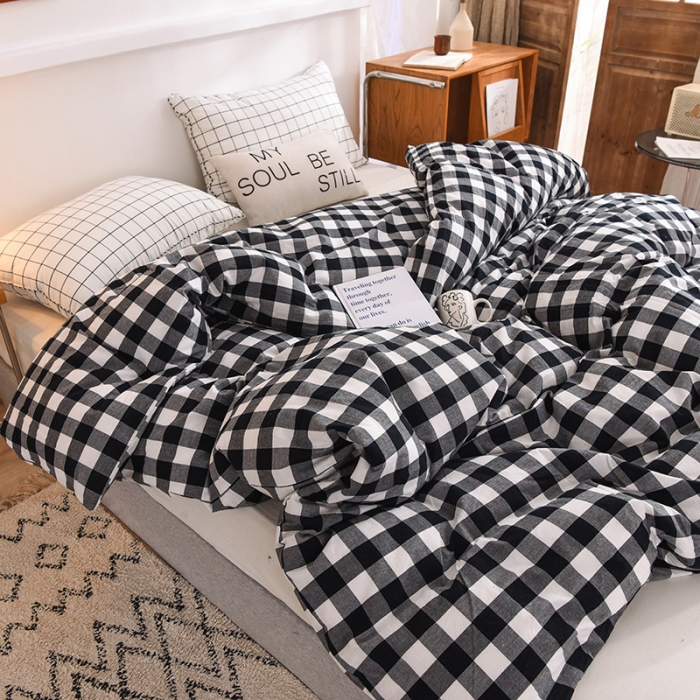 91家纺网 家纺一手货源 找家纺 甜之梦2025新款水洗棉单品被套（任何尺寸都可以定做） 经典黑格