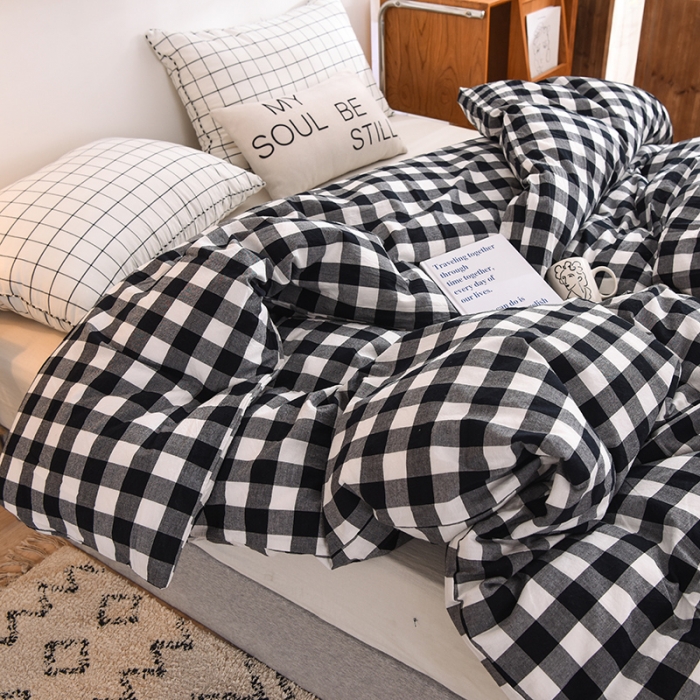 91家纺网 家纺一手货源 找家纺 甜之梦2025新款水洗棉单品被套（任何尺寸都可以定做） 经典黑格