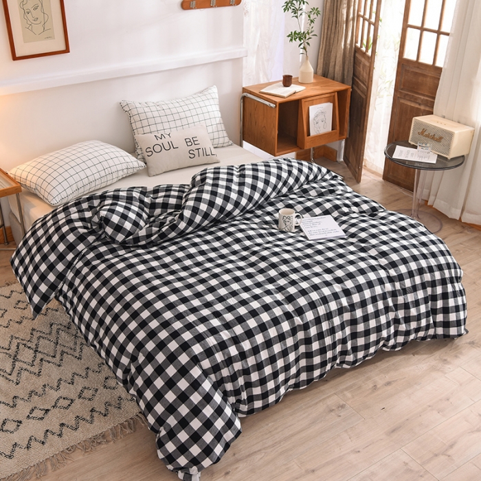 91家纺网 家纺一手货源 找家纺 甜之梦2025新款水洗棉单品被套（任何尺寸都可以定做） 经典黑格