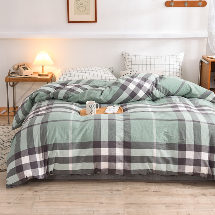 91家纺网 家纺一手货源 找家纺 甜之梦2025新款水洗棉单品被套（任何尺寸都可以定做） 摩卡青绿