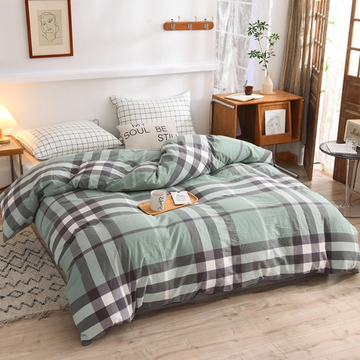 91家纺网 家纺一手货源 找家纺 甜之梦2025新款水洗棉单品被套（任何尺寸都可以定做） 摩卡青绿