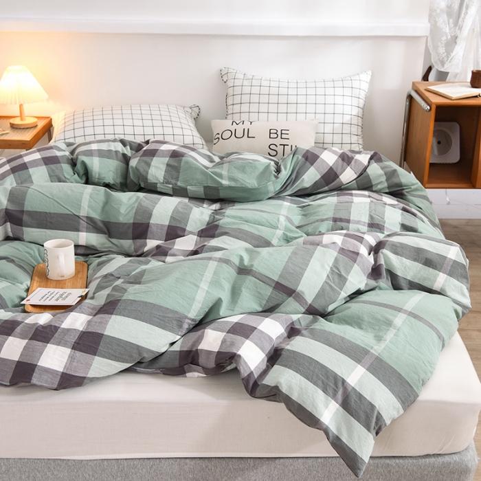 91家纺网 家纺一手货源 找家纺 甜之梦2025新款水洗棉单品被套（任何尺寸都可以定做） 摩卡青绿