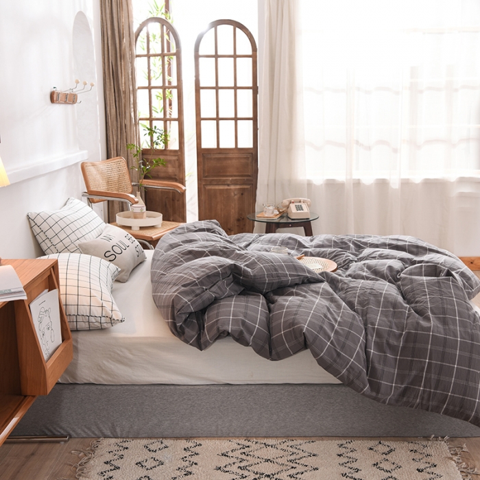 91家纺网 家纺一手货源 找家纺 甜之梦2025新款水洗棉单品被套（任何尺寸都可以定做） 千茉灰