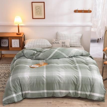 甜之梦2025新款水洗棉单品被套（任何尺寸都可以定做） 浅绿大格