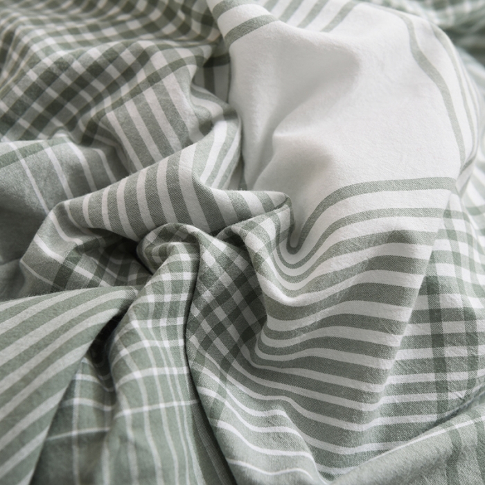 91家纺网 家纺一手货源 找家纺 甜之梦2025新款水洗棉单品被套（任何尺寸都可以定做） 浅绿大格