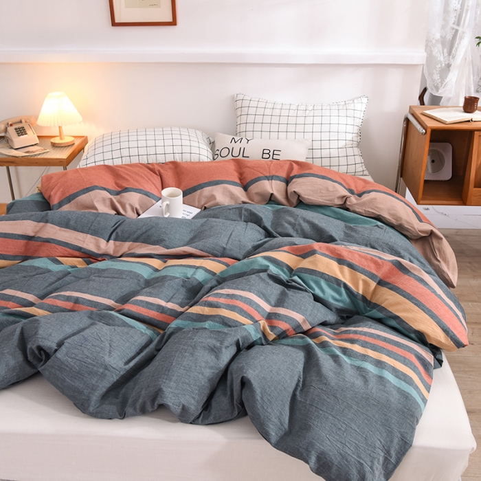 91家纺网 家纺一手货源 找家纺 甜之梦2025新款水洗棉单品被套（任何尺寸都可以定做） 西雅图彩条