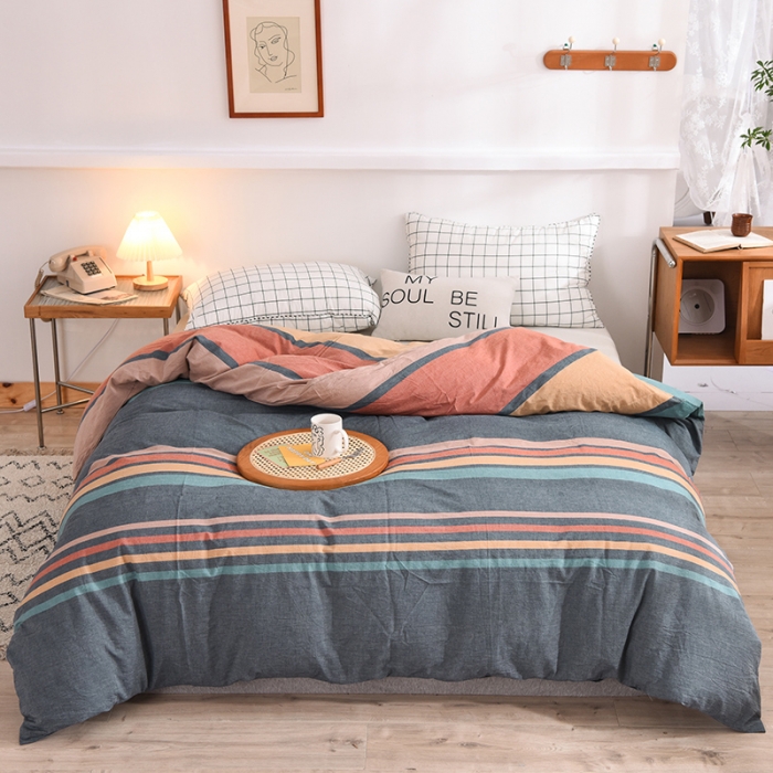 91家纺网 家纺一手货源 找家纺 甜之梦2025新款水洗棉单品被套（任何尺寸都可以定做） 西雅图彩条