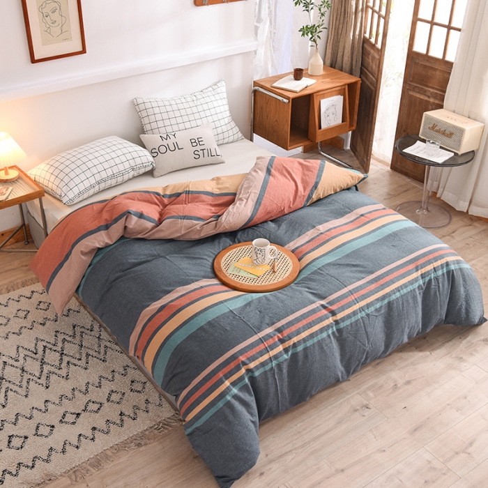 91家纺网 家纺一手货源 找家纺 甜之梦2025新款水洗棉单品被套（任何尺寸都可以定做） 西雅图彩条