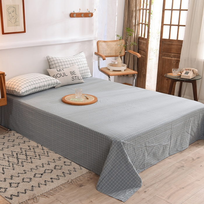 91家纺网 家纺一手货源 找家纺 甜之梦2025新款水洗棉单品床单（任何尺寸都可以定做） 古雅蓝灰