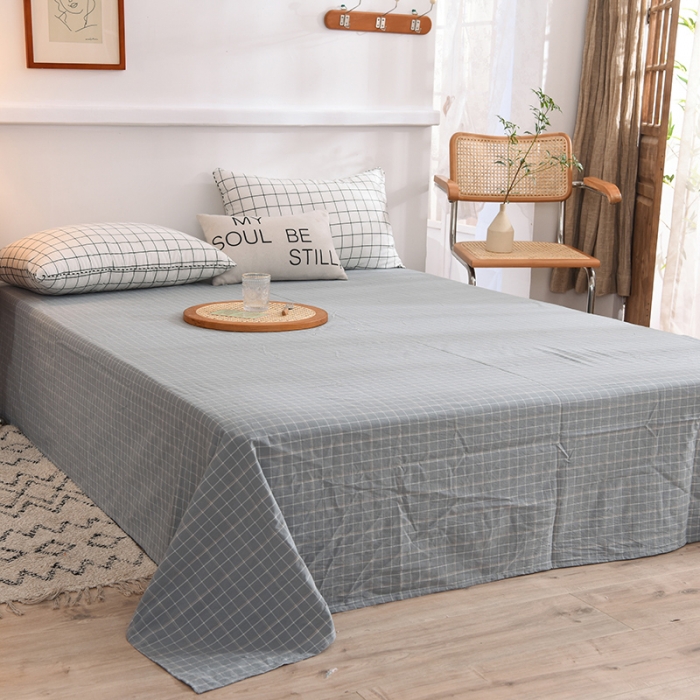 91家纺网 家纺一手货源 找家纺 甜之梦2025新款水洗棉单品床单（任何尺寸都可以定做） 古雅蓝灰