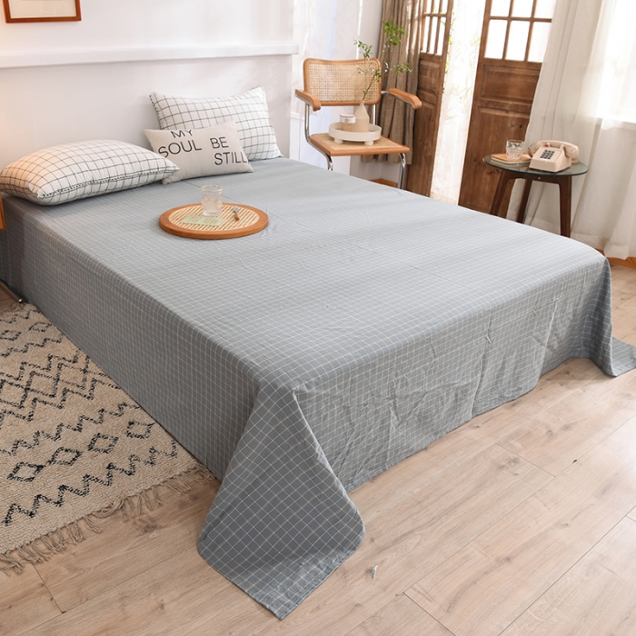 91家纺网 家纺一手货源 找家纺 甜之梦2025新款水洗棉单品床单（任何尺寸都可以定做） 古雅蓝灰