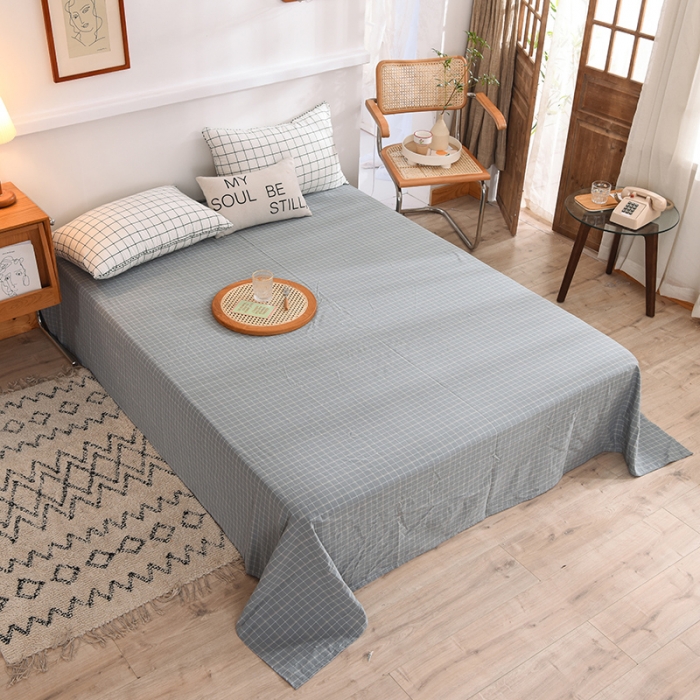 91家纺网 家纺一手货源 找家纺 甜之梦2025新款水洗棉单品床单（任何尺寸都可以定做） 古雅蓝灰