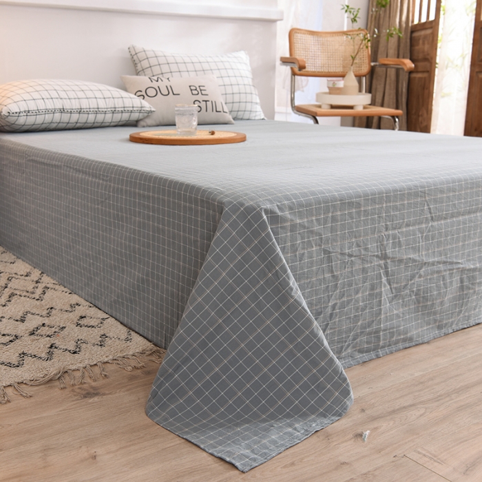 91家纺网 家纺一手货源 找家纺 甜之梦2025新款水洗棉单品床单（任何尺寸都可以定做） 古雅蓝灰