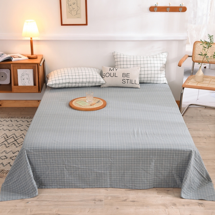 91家纺网 家纺一手货源 找家纺 甜之梦2025新款水洗棉单品床单（任何尺寸都可以定做） 古雅蓝灰