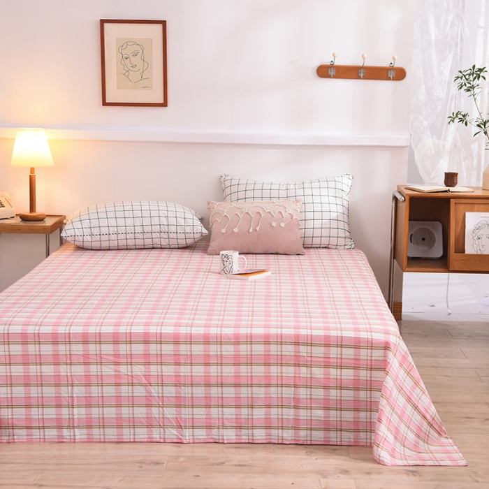 91家纺网 家纺一手货源 找家纺 甜之梦2025新款水洗棉单品床单（任何尺寸都可以定做） 花语粉