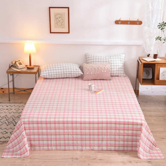 91家纺网 家纺一手货源 找家纺 甜之梦2025新款水洗棉单品床单（任何尺寸都可以定做） 花语粉