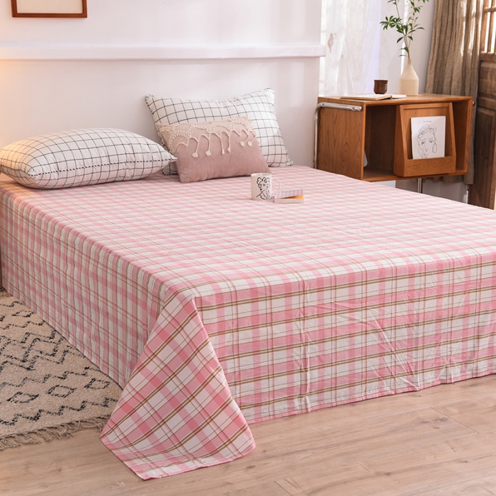 91家纺网 家纺一手货源 找家纺 甜之梦2025新款水洗棉单品床单（任何尺寸都可以定做） 花语粉