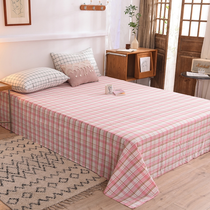 91家纺网 家纺一手货源 找家纺 甜之梦2025新款水洗棉单品床单（任何尺寸都可以定做） 花语粉