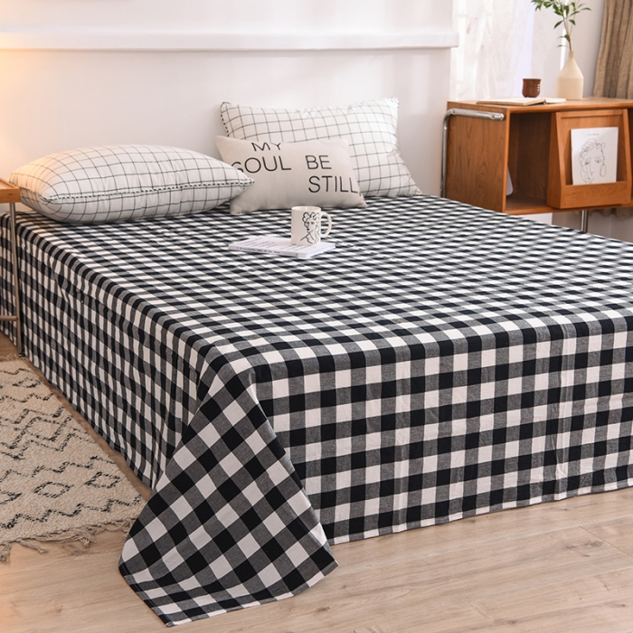 91家纺网 家纺一手货源 找家纺 甜之梦2025新款水洗棉单品床单（任何尺寸都可以定做） 经典黑格