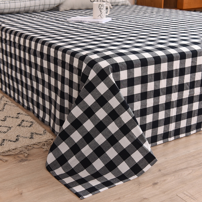 91家纺网 家纺一手货源 找家纺 甜之梦2025新款水洗棉单品床单（任何尺寸都可以定做） 经典黑格