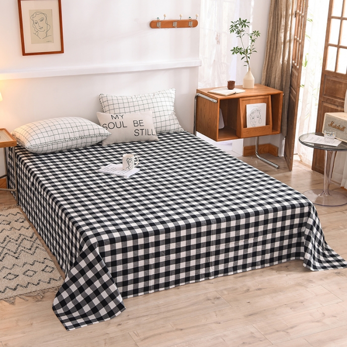 91家纺网 家纺一手货源 找家纺 甜之梦2025新款水洗棉单品床单（任何尺寸都可以定做） 经典黑格