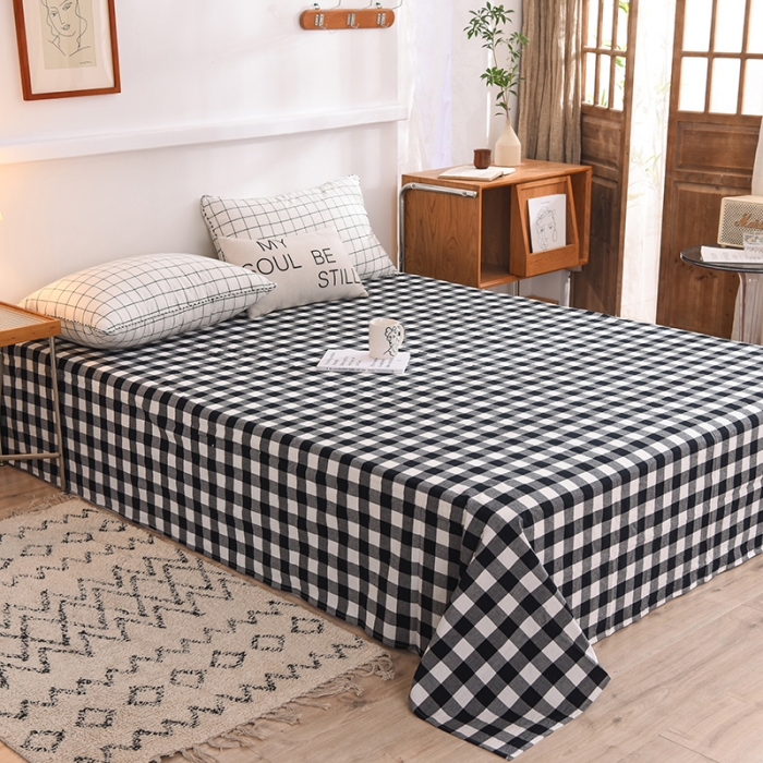 91家纺网 家纺一手货源 找家纺 甜之梦2025新款水洗棉单品床单（任何尺寸都可以定做） 经典黑格