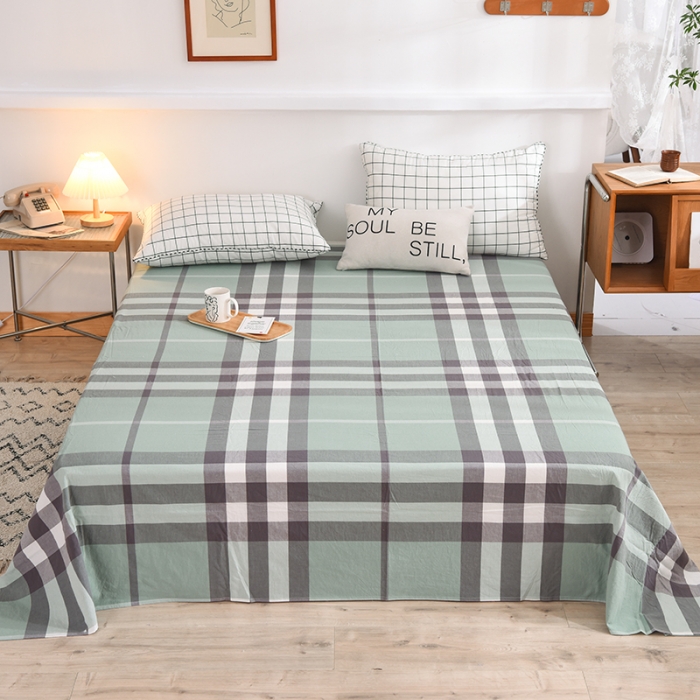 91家纺网 家纺一手货源 找家纺 甜之梦2025新款水洗棉单品床单（任何尺寸都可以定做） 摩卡青绿