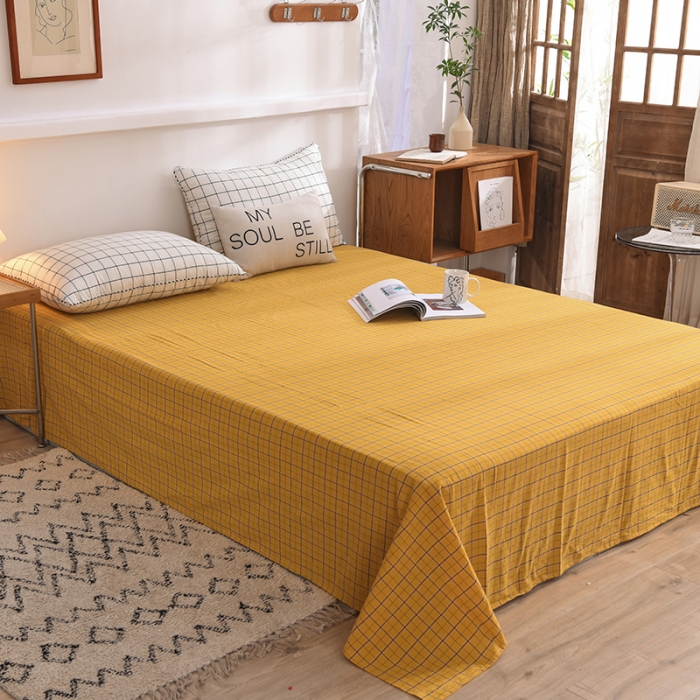 91家纺网 家纺一手货源 找家纺 甜之梦2025新款水洗棉单品床单（任何尺寸都可以定做） 朴美黄