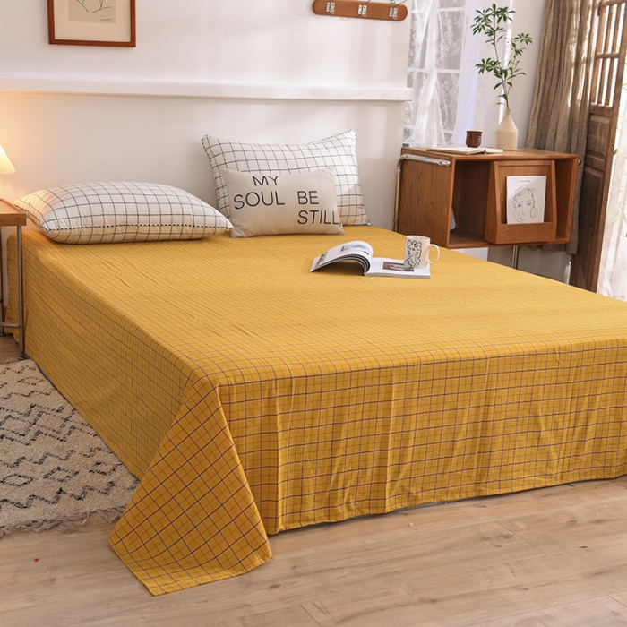 91家纺网 家纺一手货源 找家纺 甜之梦2025新款水洗棉单品床单（任何尺寸都可以定做） 朴美黄