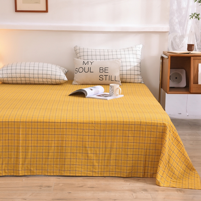 91家纺网 家纺一手货源 找家纺 甜之梦2025新款水洗棉单品床单（任何尺寸都可以定做） 朴美黄