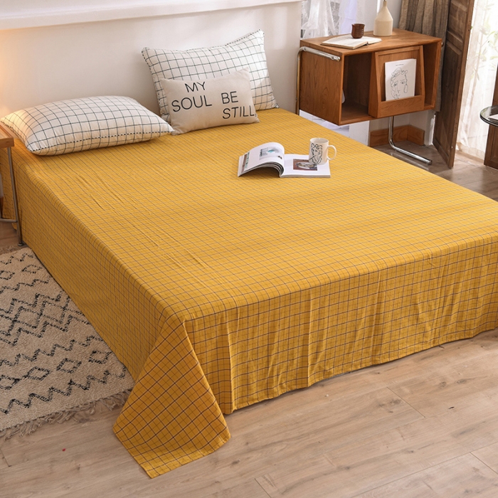 91家纺网 家纺一手货源 找家纺 甜之梦2025新款水洗棉单品床单（任何尺寸都可以定做） 朴美黄