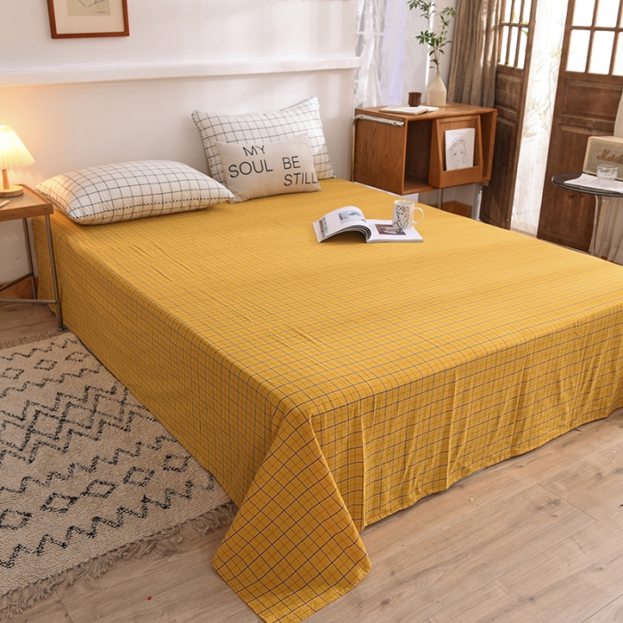 91家纺网 家纺一手货源 找家纺 甜之梦2025新款水洗棉单品床单（任何尺寸都可以定做） 朴美黄