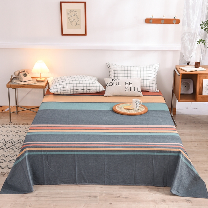 91家纺网 家纺一手货源 找家纺 甜之梦2025新款水洗棉单品床单（任何尺寸都可以定做） 西雅图彩条