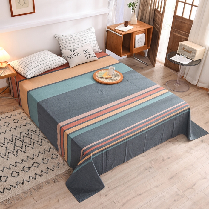 91家纺网 家纺一手货源 找家纺 甜之梦2025新款水洗棉单品床单（任何尺寸都可以定做） 西雅图彩条