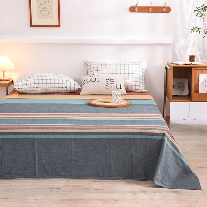 91家纺网 家纺一手货源 找家纺 甜之梦2025新款水洗棉单品床单（任何尺寸都可以定做） 西雅图彩条