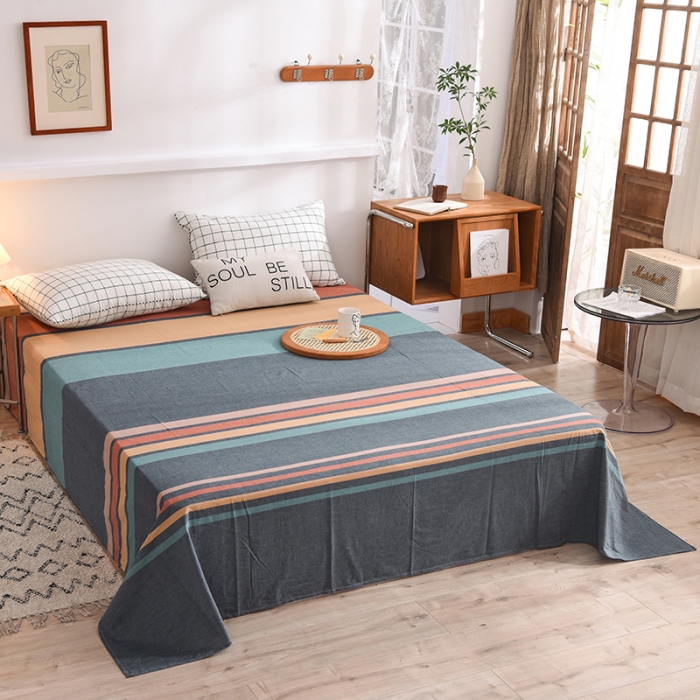 91家纺网 家纺一手货源 找家纺 甜之梦2025新款水洗棉单品床单（任何尺寸都可以定做） 西雅图彩条