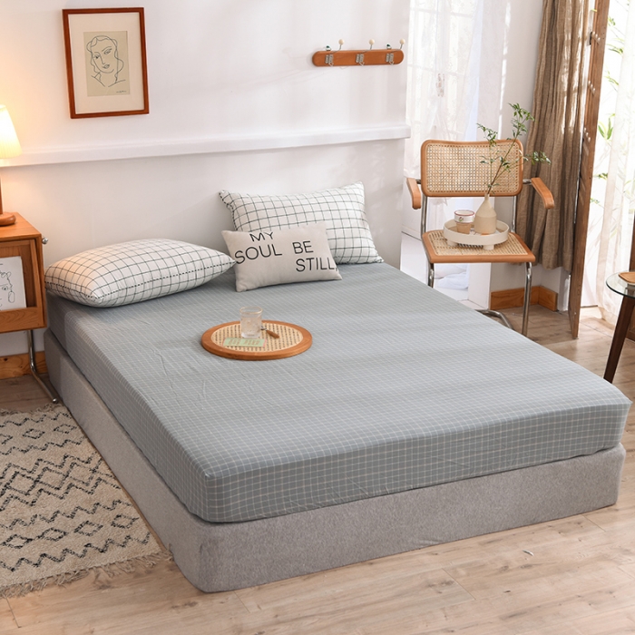 91家纺网 家纺一手货源 找家纺 甜之梦2025水洗棉单品床笠（任何尺寸都可以定做） 古雅蓝灰