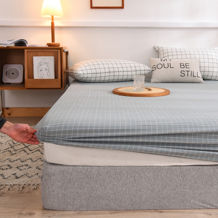 91家纺网 家纺一手货源 找家纺 甜之梦2025水洗棉单品床笠（任何尺寸都可以定做） 古雅蓝灰