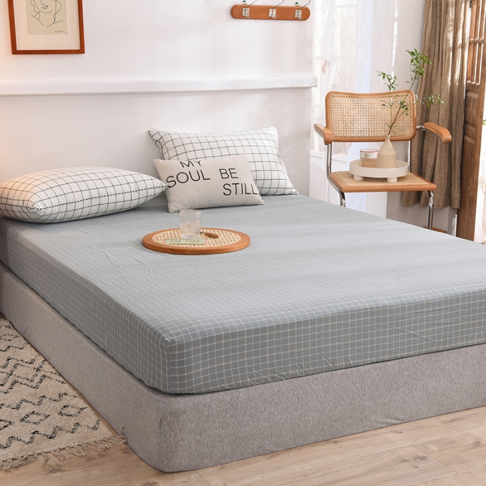 91家纺网 家纺一手货源 找家纺 甜之梦2025水洗棉单品床笠（任何尺寸都可以定做） 古雅蓝灰