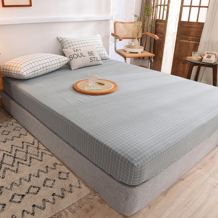 91家纺网 家纺一手货源 找家纺 甜之梦2025水洗棉单品床笠（任何尺寸都可以定做） 古雅蓝灰