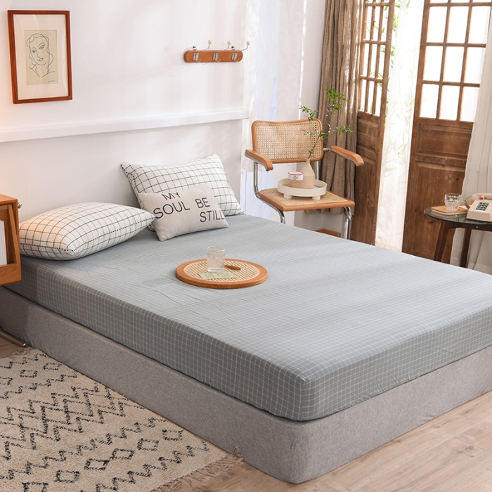 91家纺网 家纺一手货源 找家纺 甜之梦2025水洗棉单品床笠（任何尺寸都可以定做） 古雅蓝灰