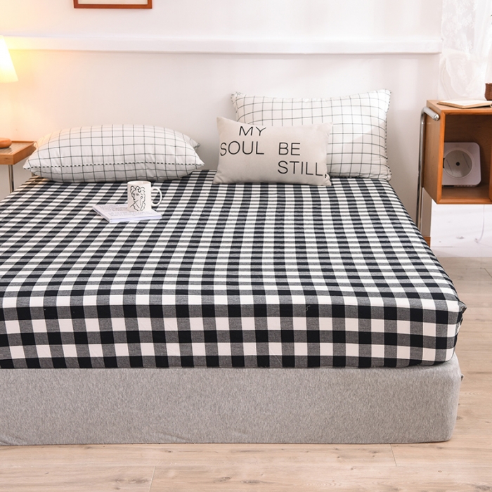 91家纺网 家纺一手货源 找家纺 甜之梦2025水洗棉单品床笠（任何尺寸都可以定做） 经典黑格