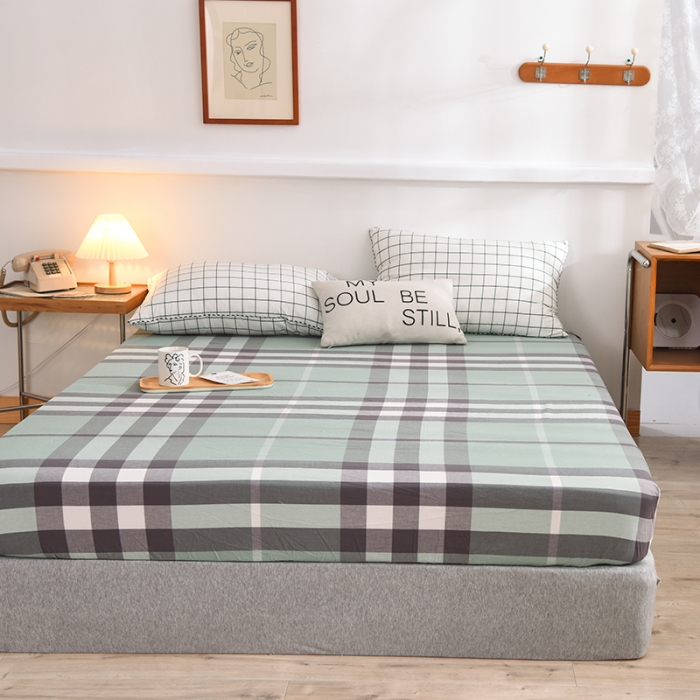 91家纺网 家纺一手货源 找家纺 甜之梦2025水洗棉单品床笠（任何尺寸都可以定做） 摩卡青绿