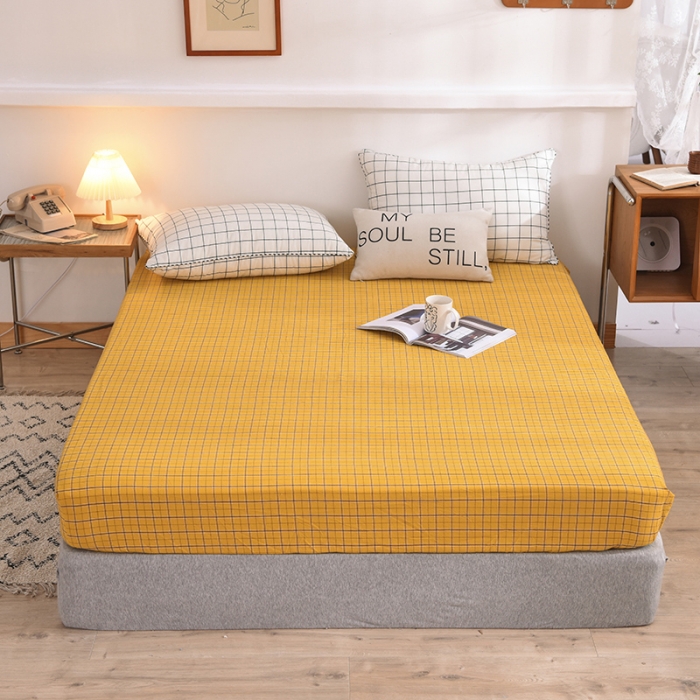 91家纺网 家纺一手货源 找家纺 甜之梦2025水洗棉单品床笠（任何尺寸都可以定做） 朴美黄