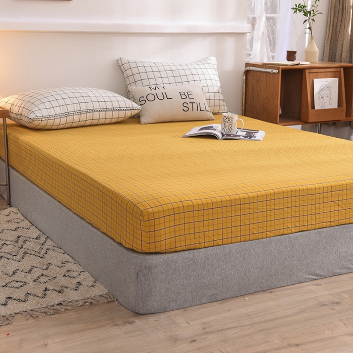 91家纺网 家纺一手货源 找家纺 甜之梦2025水洗棉单品床笠（任何尺寸都可以定做） 朴美黄