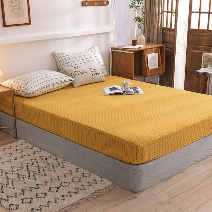 91家纺网 家纺一手货源 找家纺 甜之梦2025水洗棉单品床笠（任何尺寸都可以定做） 朴美黄