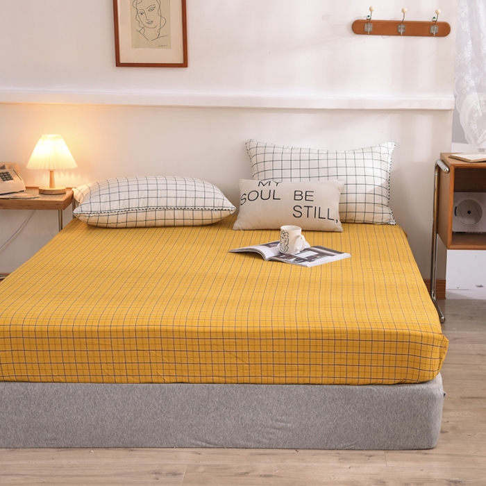 91家纺网 家纺一手货源 找家纺 甜之梦2025水洗棉单品床笠（任何尺寸都可以定做） 朴美黄