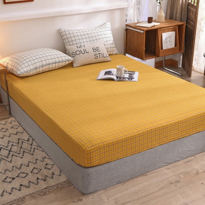 91家纺网 家纺一手货源 找家纺 甜之梦2025水洗棉单品床笠（任何尺寸都可以定做） 朴美黄